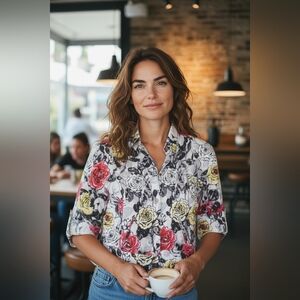 SPARTELLE Floral Button-Up Shirt  SIZE XL